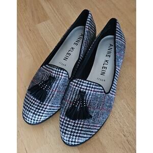 Anne Klein Plaid Tassel Duval Loafer Flats iflex Sz 10.5M EUC